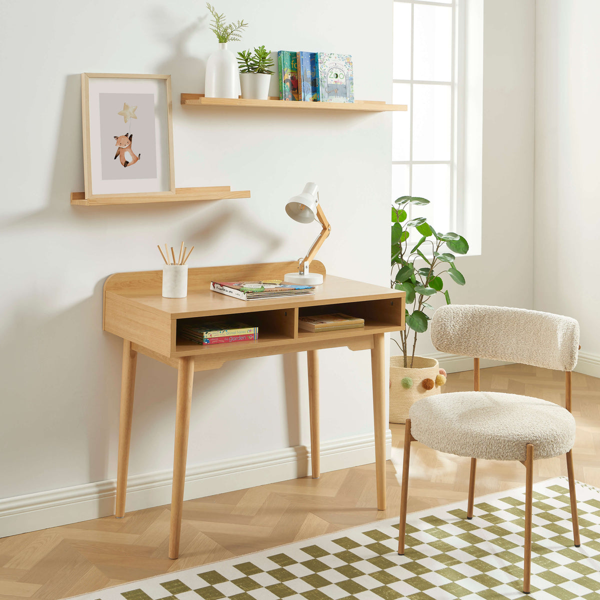 Bureau enfant effet chêne 90 cm