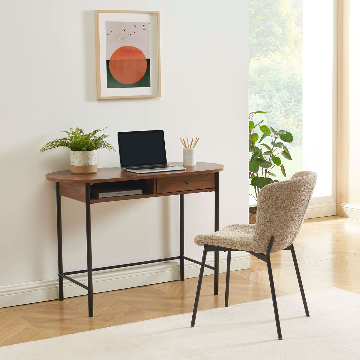 Bureau effet noyer et noir 110 cm