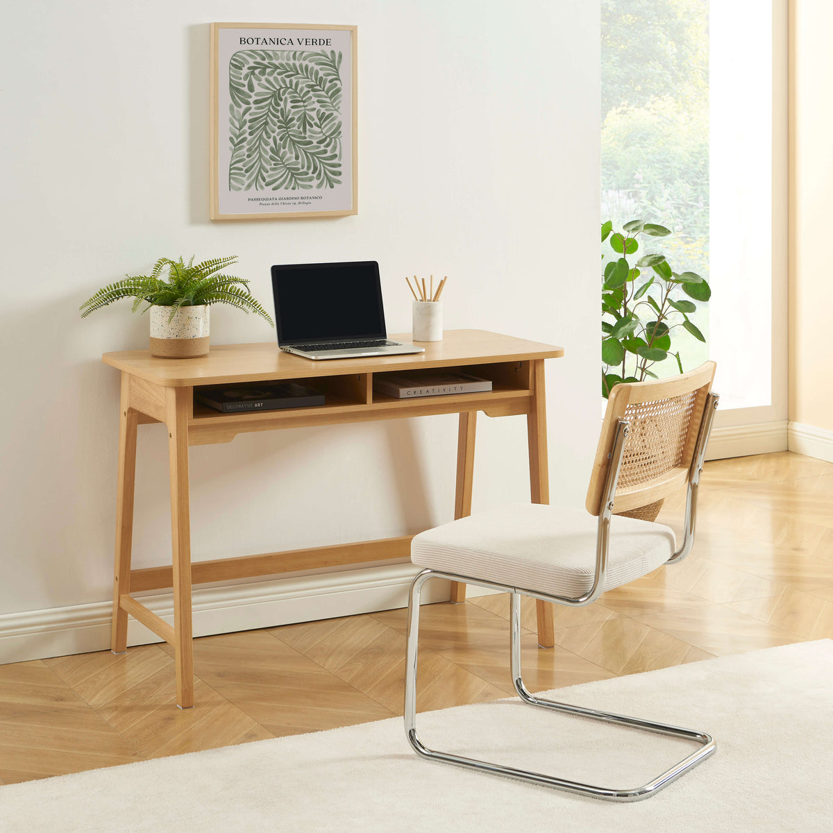 Bureau 2 compartiments effet chêne 110 cm