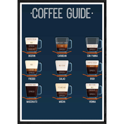 Tableau Café avec cadre noir POP – Taille 32x42