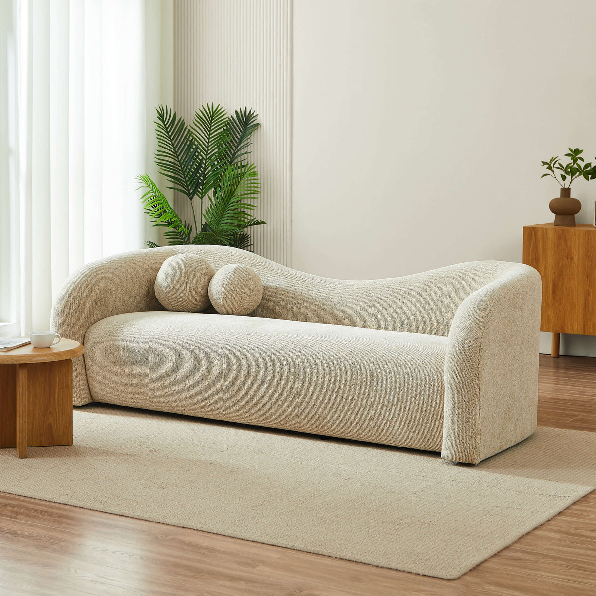 Canapé droit fixe 3 places tissu chenille taupe L210