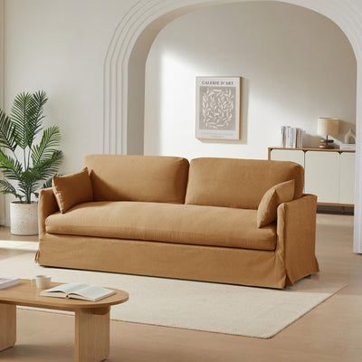 Exclu Easy Mobilier - Canapé droit fixe 3 places Tissu orange