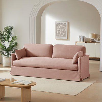 Exclu Easy Mobilier - Canapé droit fixe 3 places Tissu rose