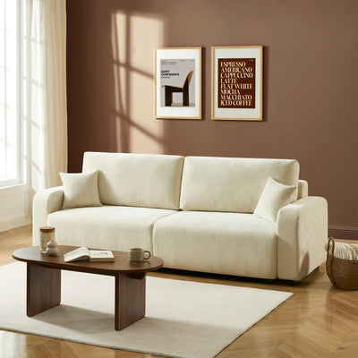 Canapé droit convertible 3 places tissu beige