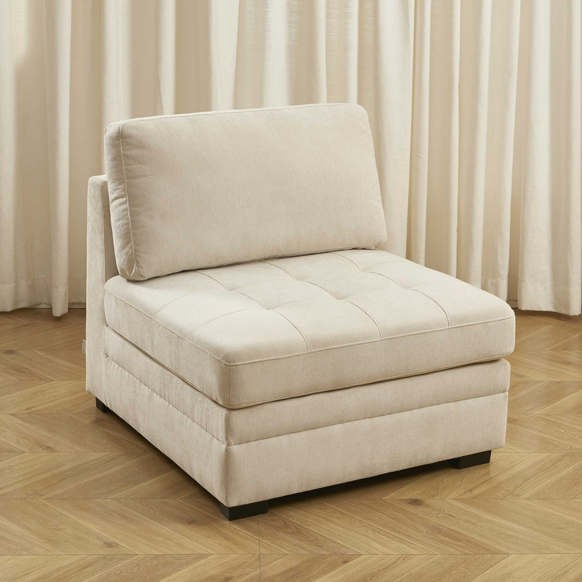 Chauffeuse 1 place tissu chenille beige