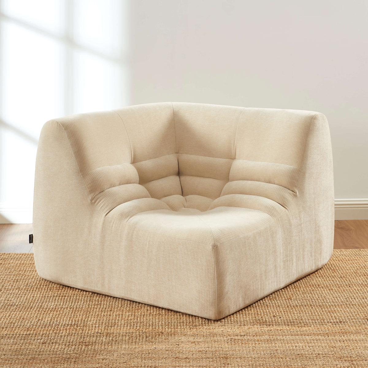 Chauffeuse d'angle modulable 1 place velours beige