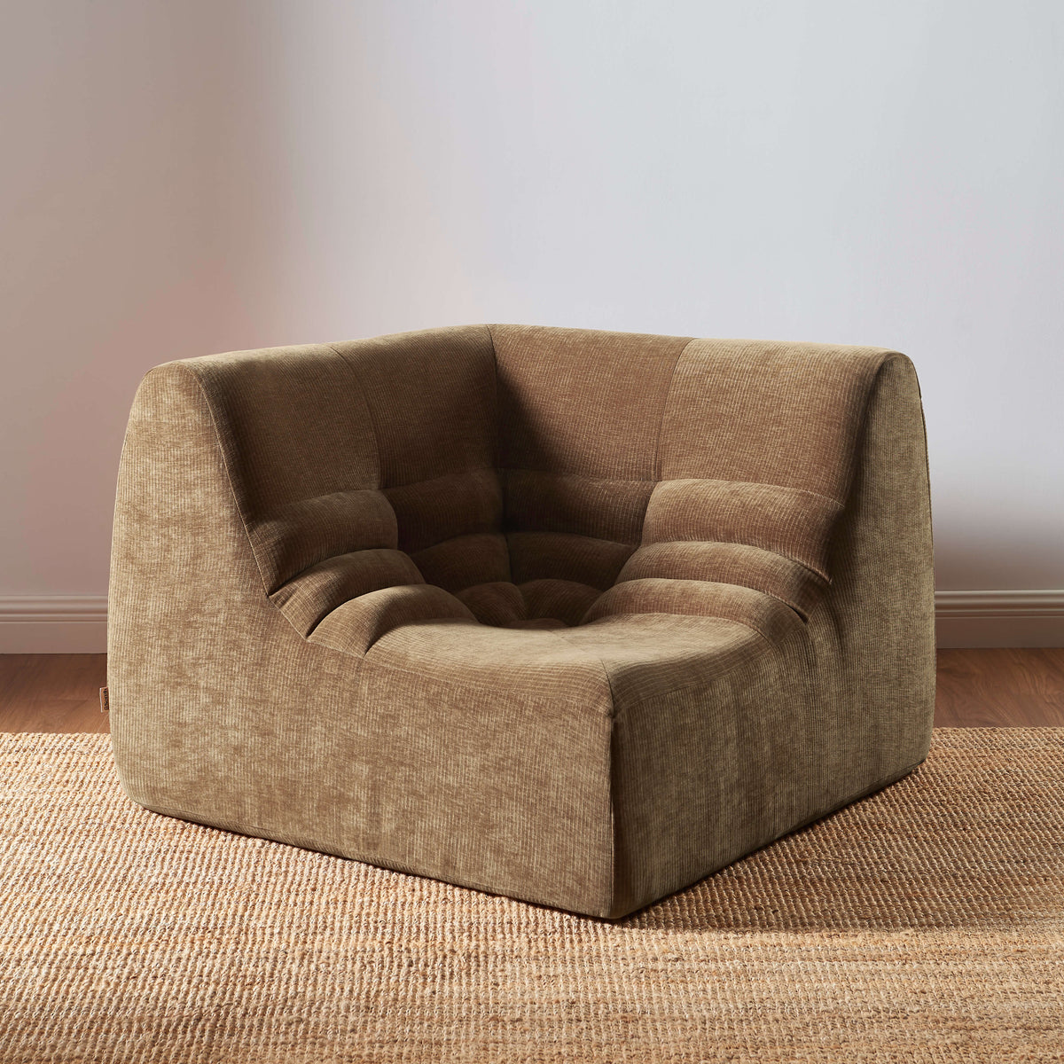Chauffeuse d'angle modulable 1 place velours marron