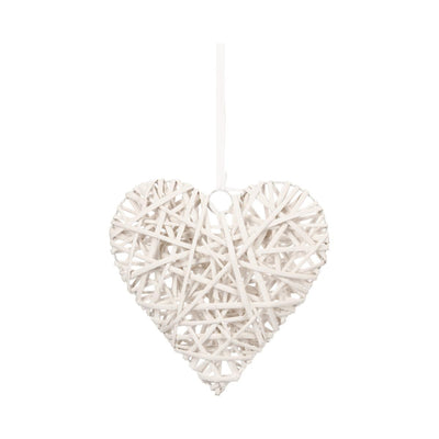Destockage - Coeur décoration en osier D25 blanc