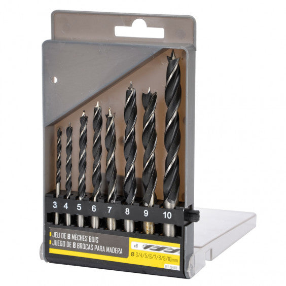Coffret 8 forets à bois 3 à 10mm