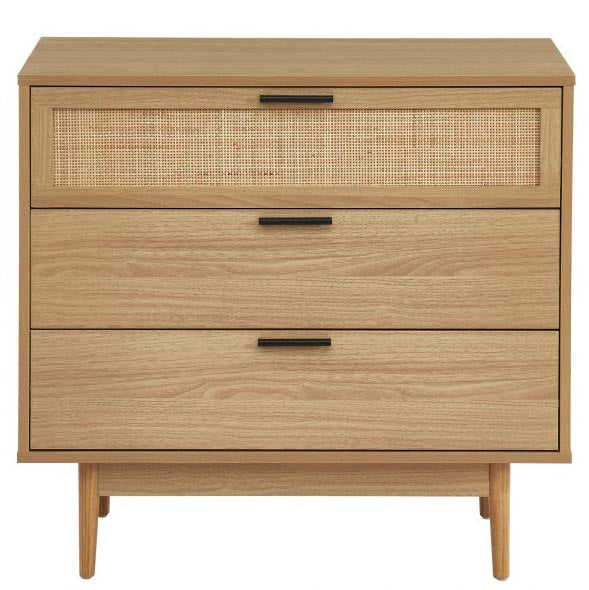 Commode en bois et rotin