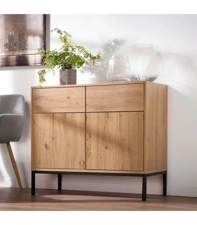 Commode 2 Portes 2 Tiroirs bois - L90 x H80 cm