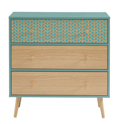 Commode vert d'eau en bois 3 tiroirs