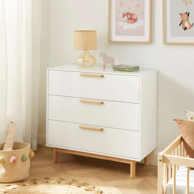 Commode enfant blanc 3 tiroirs 90 cm
