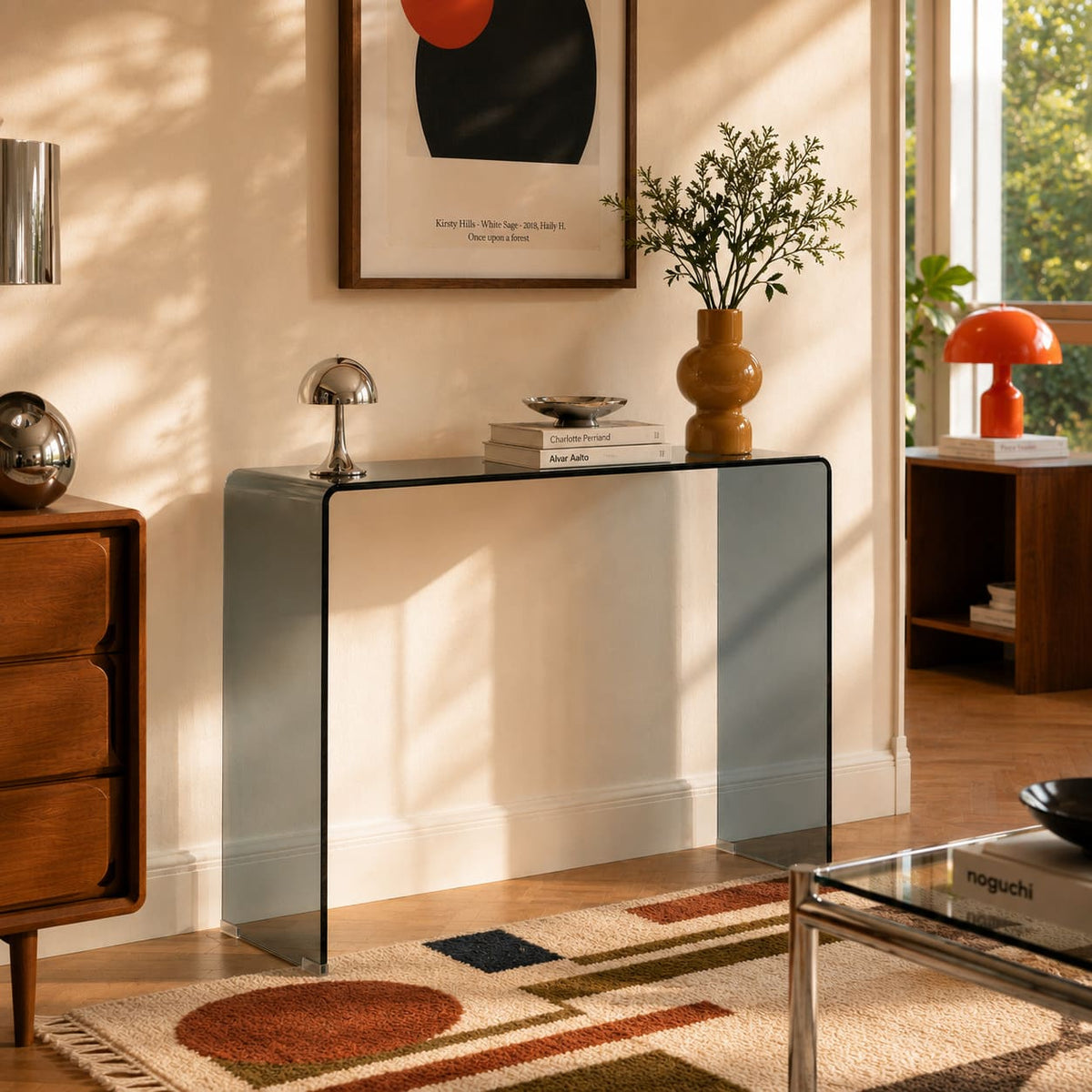 Console verre trempé noir 110 cm