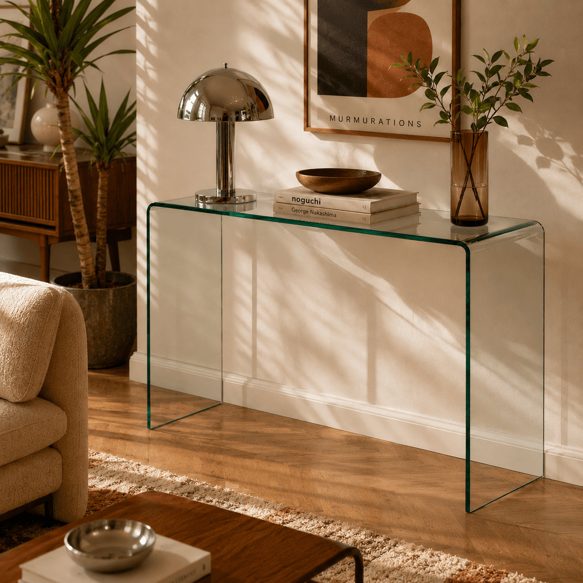 Console verre trempé transparent 110 cm