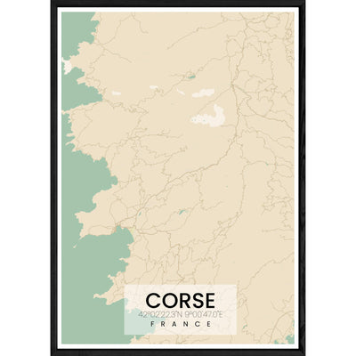Tableau CORSE avec cadre noir ALL NATUREL – Taille 32x42