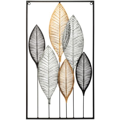 Cuadro de metal con hojas 37x65