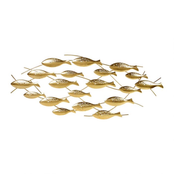 Décoration murale en métal doré poisson 100×40