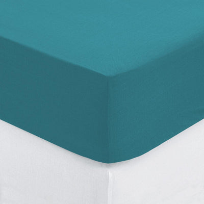 Draps housse Bleu Canard 140x190