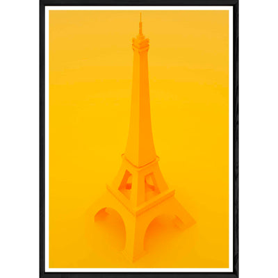 Tableau Eiffel jaune avec cadre noir – Taille 32x42