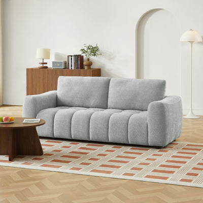 Exclu Easy Mobilier - Canapé droit fixe 3 places tissu gris ultra confort
