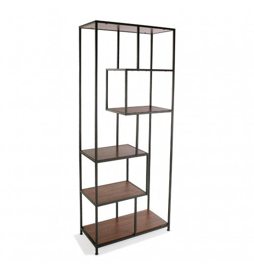 Etagère en bois foncé et métal H180
