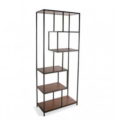 Etagère en bois foncé et métal H180