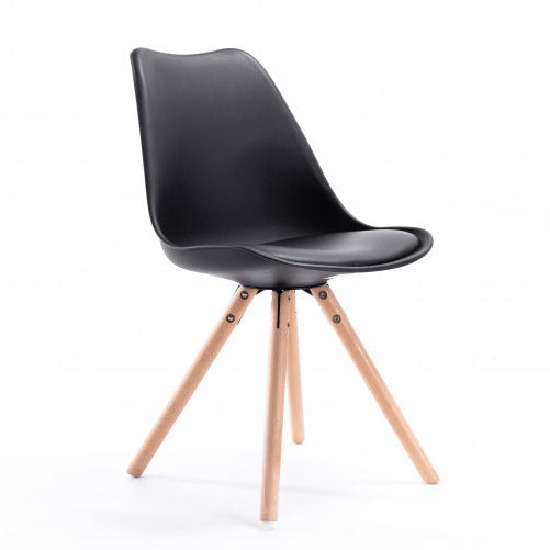 Chaise design noire pied bois