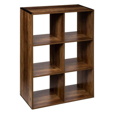 Etagère 6 cases bois foncé H100