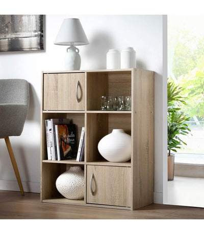 Etagère de rangement 6 cases 2 portes