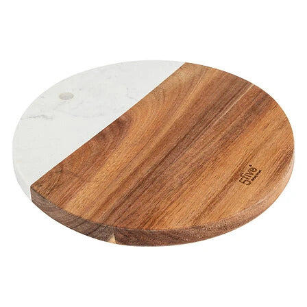 Dessous de plat en acacia et marbre D20