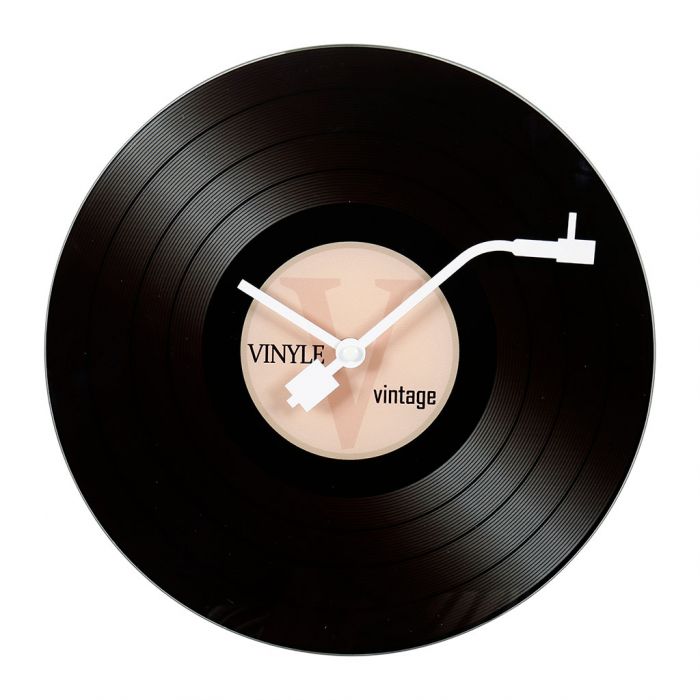 Horloge en verre vinyle noire D30