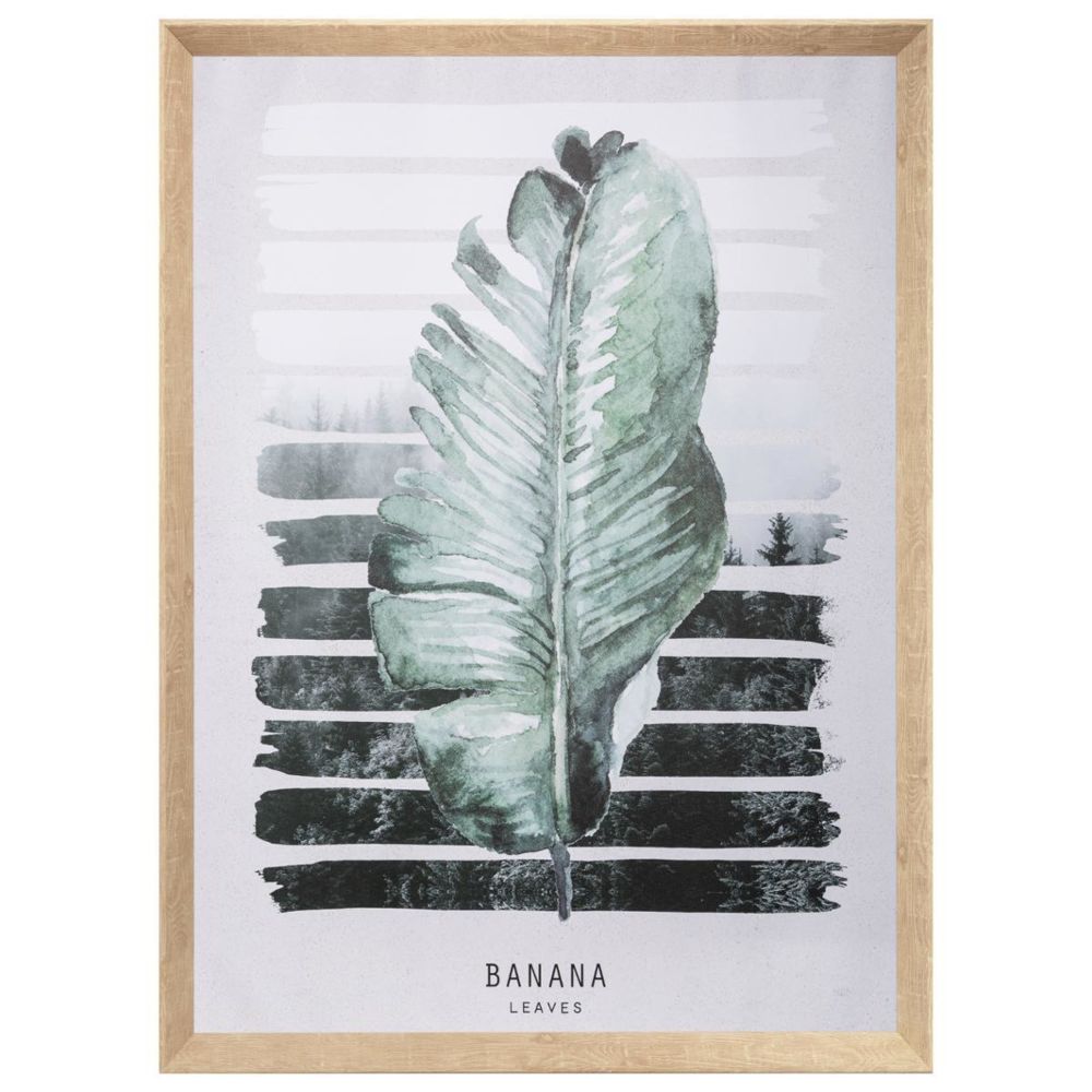 Grand cadre en bois avec toile feuille 60x80