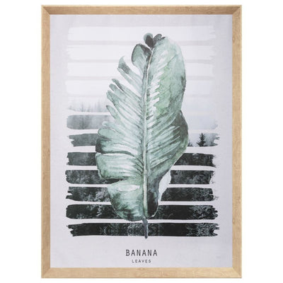 Grand cadre en bois avec toile feuille 60x80