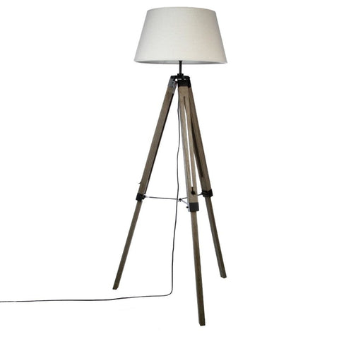 Lampadaire en bois H145 (abat-jour aléatoire noir ou blanc)