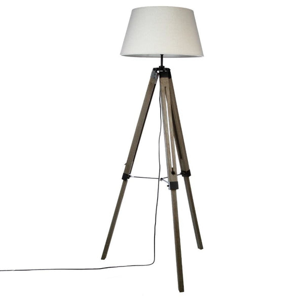Lampadaire en bois H145 (abat-jour aléatoire noir ou blanc)