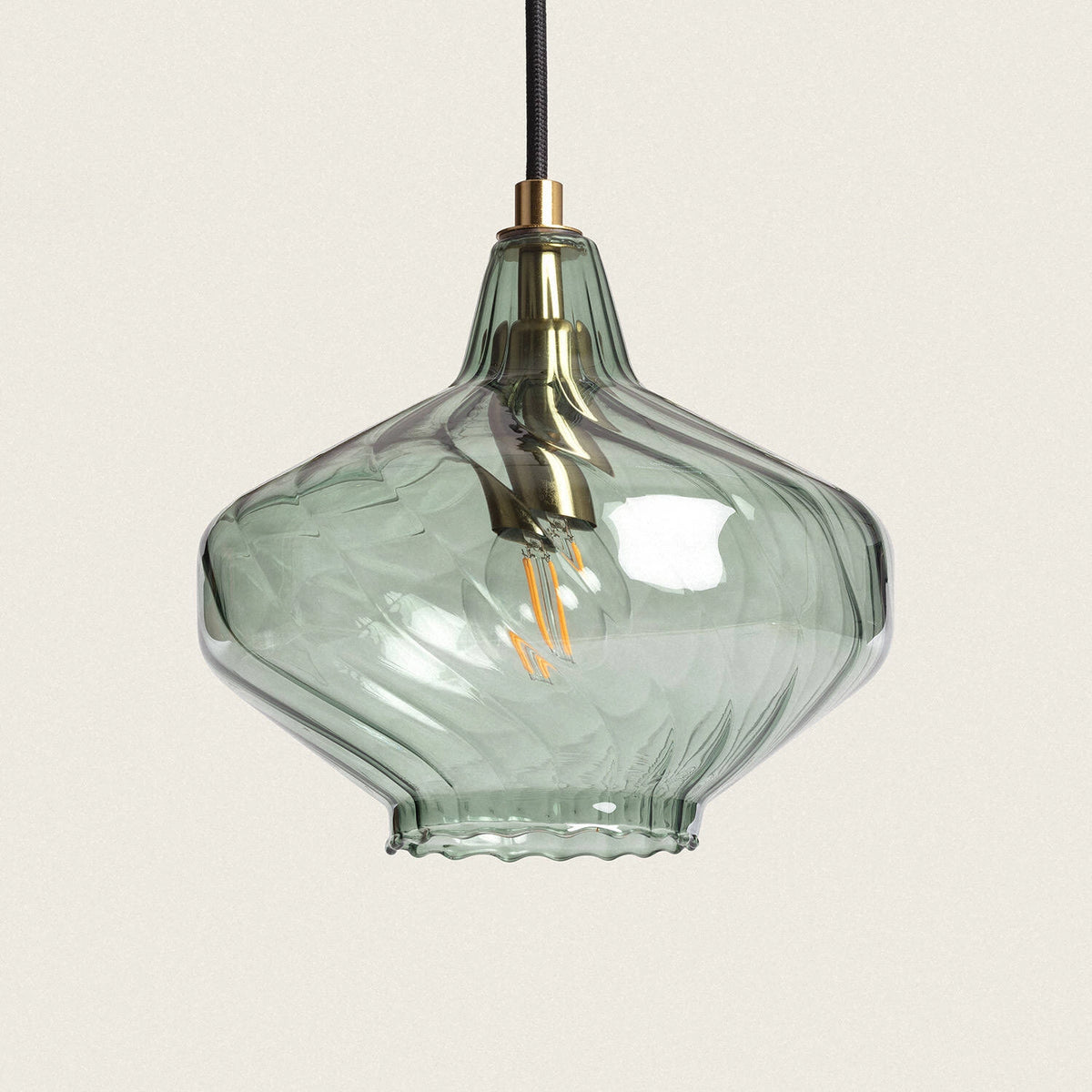 Lámpara colgante de vidrio art déco verde D20