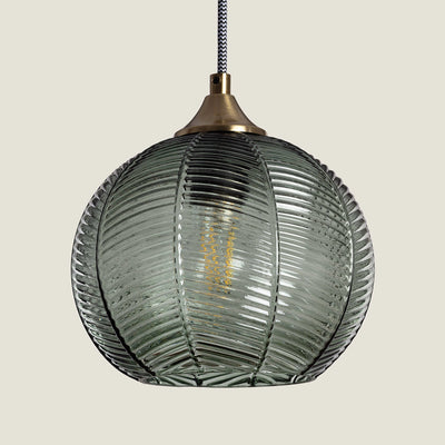 Suspension en verre art déco vert D20