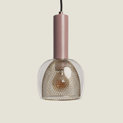 Suspension en verre rose art déco D15