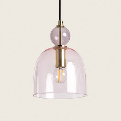 Suspension en verre rose art déco D15