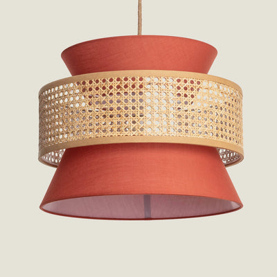 Suspension en rotin et tissus terracotta D40