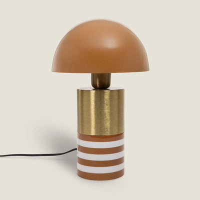 Lampe champignon en métal orange et doré H38