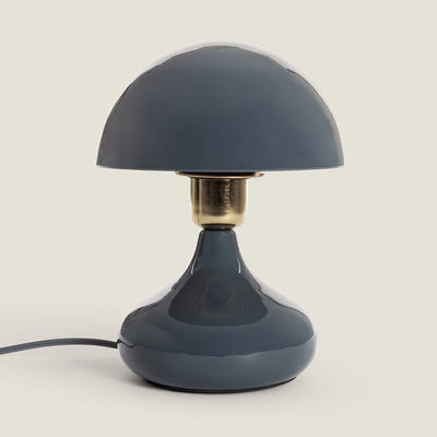 Lampe champignon en métal bleu et doré H23