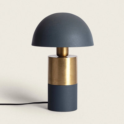 Lampe champignon en métal bleu et doré H32