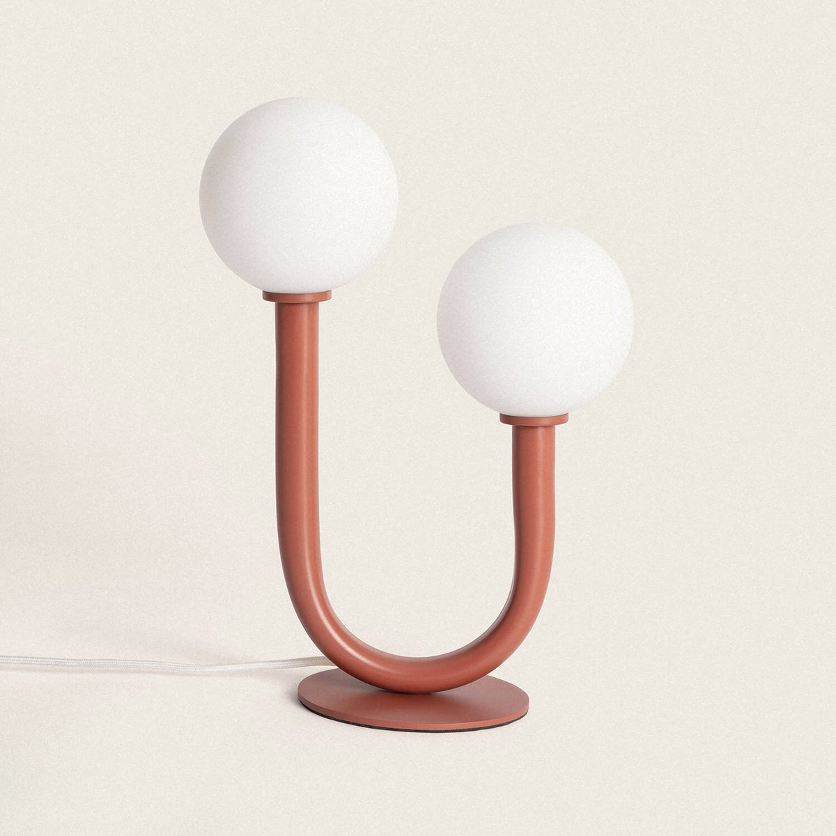 Lampe en métal terracotta 2 boules art déco H31