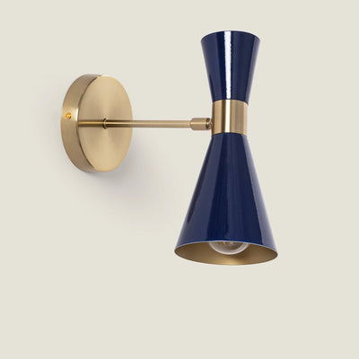 Applique murale en métal bleu navy et doré