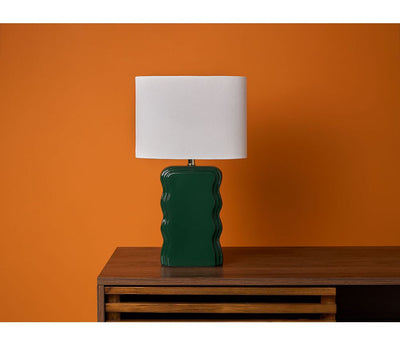 Lampe déco en céramique verte cèdre