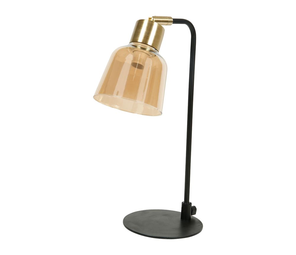 Lampe en métal noir/doré ambré