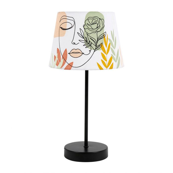 Lampe en métal noir et tissus art déco H40