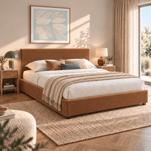 Cama canapé 160x200 tela marrón con somier incluido L215 x P166,5 x H90 cm